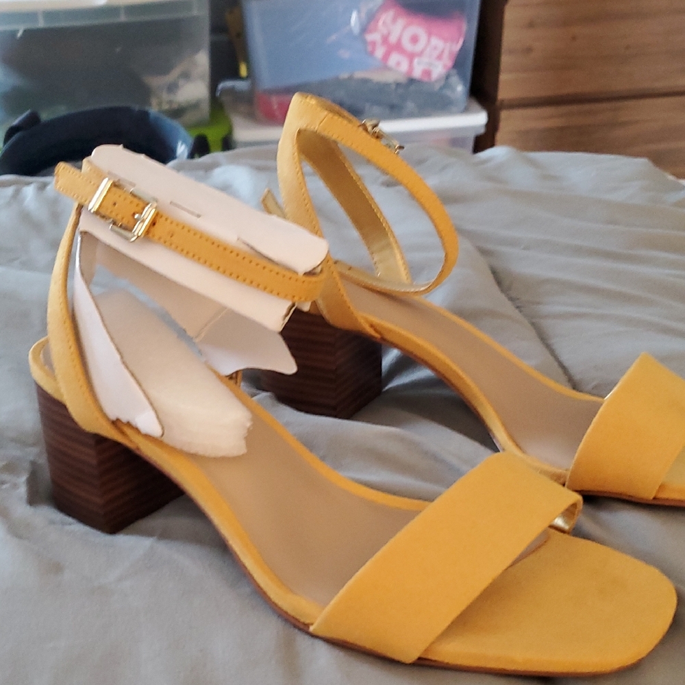 Mix It Mustard Block Heel Sandals